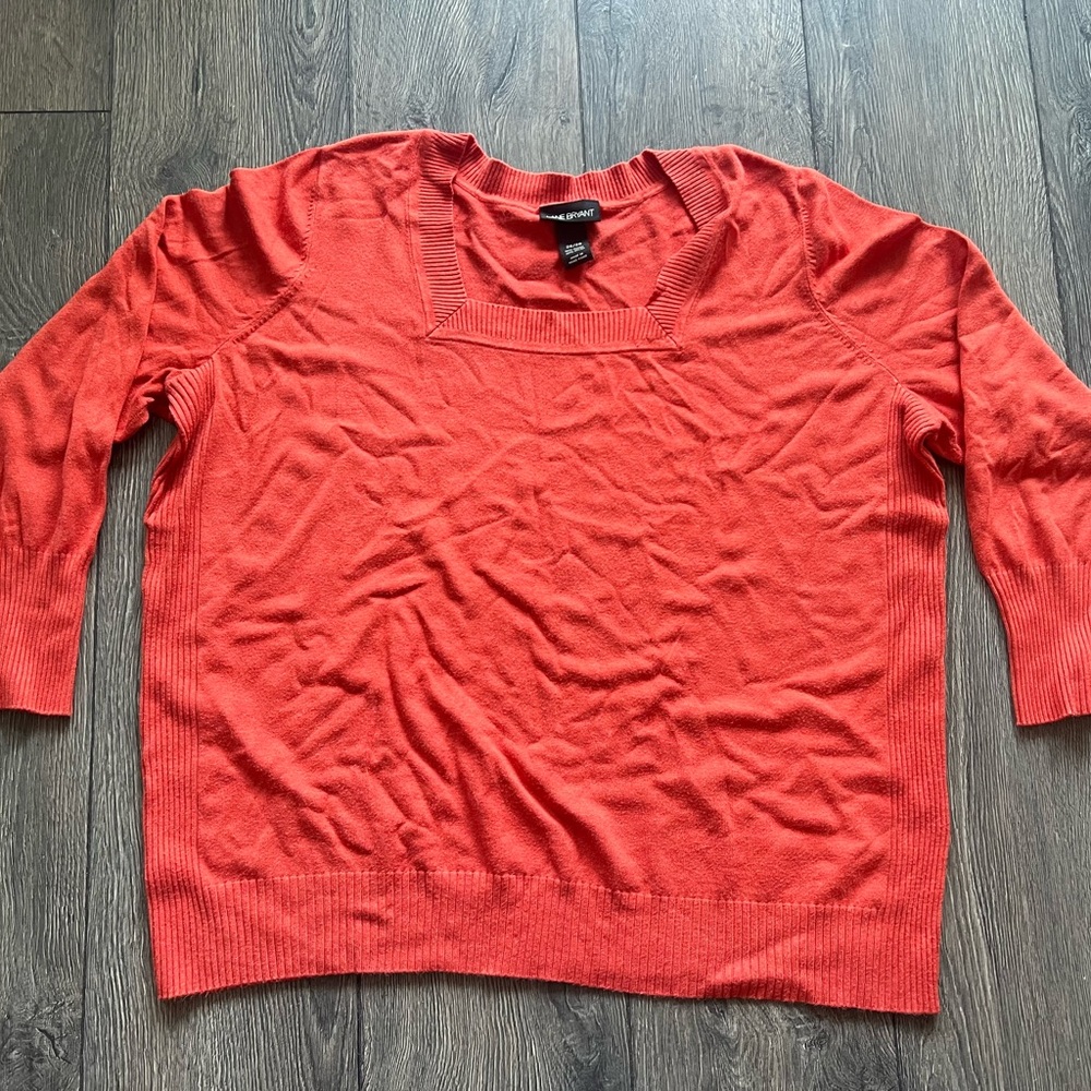 Desert Coral red orange long sleeve sweater Lane Bryant 26/28